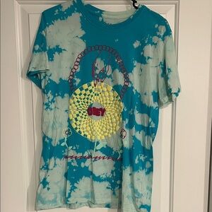 Obey Teal and White Tie-Dye T-Shirt
